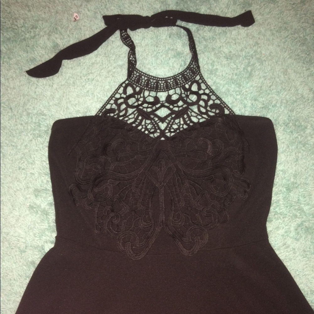 Large Charlotte Russe black choker halter dress